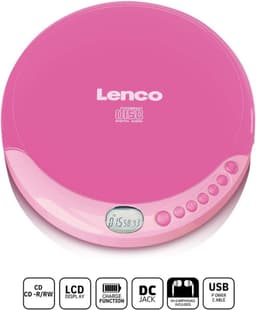 Lenco CD-011PK Discman - Draagbare CD Speler met Oordopjes - Roze — thumbnail 2