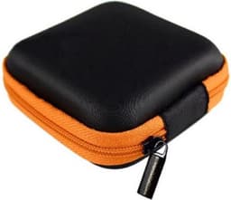 Oortjes Opberg Hoesje Voor Earphnes I Case Voor In-ear koptelefoon I Oortyejs Case | Headphone Organizer | Opbergcase Laadkabels I Zwart/Oranje — thumbnail 2