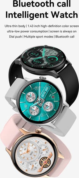 DrPhone DTX Ultra2 – 1.43 Inch AMOLED Smartwatch – Smartwatch Met Mobiele App – Always On Smartwatch – Volledige Belfunctie – Zuurstof/Hartslag/Bloeddruk meter - Zilver — thumbnail 2