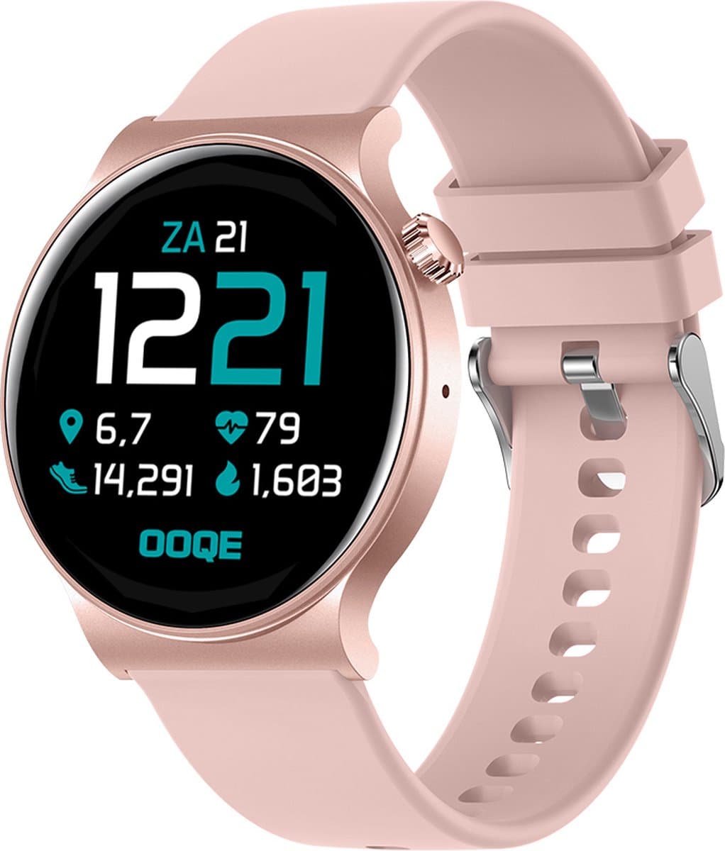 OOQE WATCH CS PRO - Smartwatch Heren en Dames | Geschikt voor iOS en Android | Full HD | Notificaties | Gezondheidsanalyse | Sportanalyse | GPS Koppeling | Bellen | Muziek/Audio Luisteren | Spelletjes | Ergonomisch | Nederlandstalig | Rosé Goud — afbeelding 1