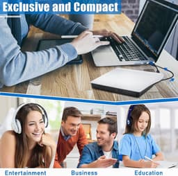 Externe CD‑DVD Drive - USB 3.0 - Draagbare CD‑DVD ±RW optische drive - CD‑brander en lezer - Geschikt voor laptop‑desktop‑Mac OS‑Linux‑Windows 11‑10‑8‑7 — thumbnail 3