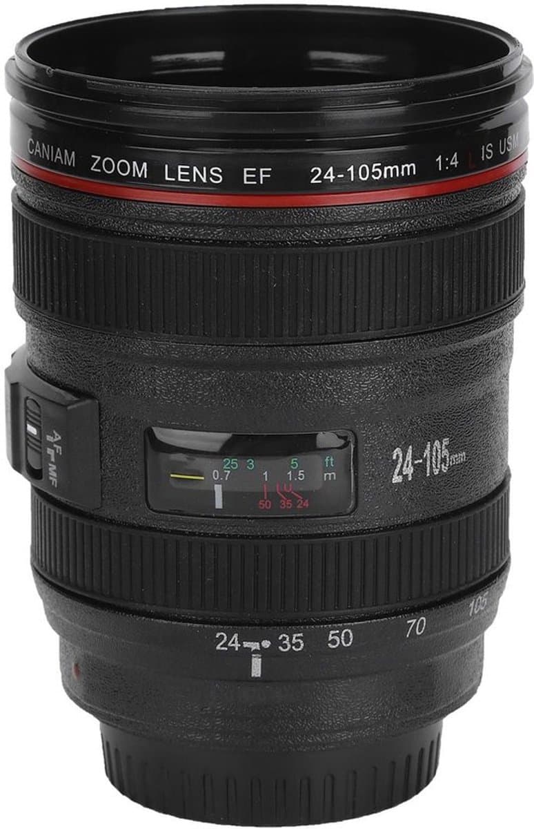 Simulatiecamera Lensbeker Draagbare Reiskoffiemok Water Thee Deksel voor Buitenactiviteiten — afbeelding 1