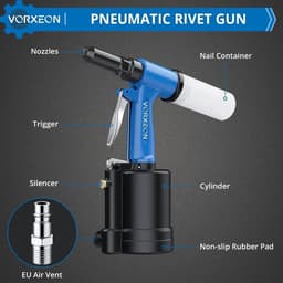 Compressed Air Rivet Gun Set Blind Rivet Gun Tool Rivet Gun 1408KGF with 4 Nozzles (2.4mm 3.2mm 4mm 4.8mm) Air Rivet - ShopVlot — thumbnail 2