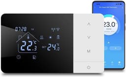 Slimme Thermostaat - Verwarming Regelaar - Comfort Binnen - App en Spraakbesturing - 140 x 81 mm - Zwart Wit — thumbnail 1