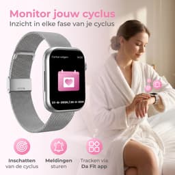 Nuvance Smartwatch Dames - Smartwatch Heren - Stappenteller Horloge Dames - Hartslagmeter - Sporthorloge - Geschikt voor iOS/Android - Incl. 5 Bandjes - Zilver — thumbnail 3