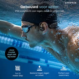 Swiftek Bone Conduction Headphone – IPX8 Waterdicht – Open Ear Sporthoofdtelefoon – Alle sporten – Bluetooth Koptelefoon Draadloos – Draadloze Oordopjes – Headset Draadloos – 8GB geheugen – MP3 speler — thumbnail 4