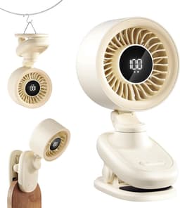 Kleine USB Tafelventilator met Clip, Mini Ventilator met Oplaadbare Batterij, Oscillatie, Timer, Traploze Snelheid & Fluisterstil – Clipventilator voor Bureau, Bed, Kantoor, Tafel & Kamperen — thumbnail 1