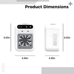 Draagbare luchtkoeler - Mini airco - Persoonlijke verkoeling - 4 snelheden - 500 ml tank - Wit — thumbnail 3