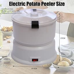 Elektrische Aardappelschiller - Schilmachine Keuken - Snel Groenten Schillen - Dubbele Functie Droger - 85W Vermogen - Wit — thumbnail 2