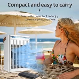 Luchtkoeler - Draagbare airconditioner - Met handvat Persoonlijke Koeler - Watertank van 680 ml - Met 5 ventilatorsnelheden en 2 nevelstanden en 7 kleuren Sfeerverlichting - Met 2/4/6 uur timer - Voor slaapkamer en kantoor - Zwart — thumbnail 5