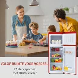 Mini koelkast-Retro koelvriescombinatie 92L - 2-deurs - Energieklasse D-Mini Koelkasten - LED verlichting - 45 dB - Rood — thumbnail 5