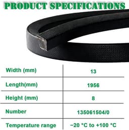 Grasmaaier Riem Vervanging - Onderdeelnummer 135061504/0 - Breedte 13 mm - Omtrek 1956 mm - Geschikt voor Mountfield 1538M-SD/T38M-SD - Zwart - Maaier Riem — thumbnail 2