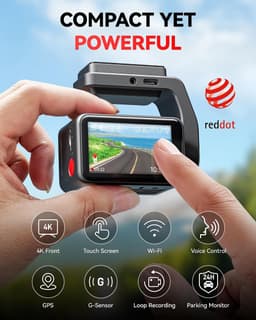 SnelShoppen - 4K Dash Cam Auto Camera met 2.2 inch Touch Screen, Nachtzicht, GPS, WiFi, 32GB Kaart, 24U Monitor en Spraakbesturing — thumbnail 5