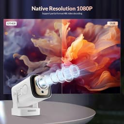SnelShoppen - Mini Projector FHD 1080P, Draagbare Buiten Cinema met 5G WiFi 6+Bluetooth 5.4, Android 11.0, Auto Focus Correctie voor PC/Laptop, Perfec — thumbnail 5