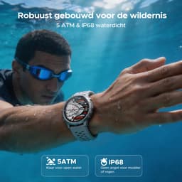 Anymoving M1-Sporthorloge met GPS Tracker-Smartwatch Heren - 1.5" AMOLED - Dual band GPS - AI Functie - 170+ Sportmodi - Bluetooth Belfunctie - 5ATM Waterdicht - Hartslagmeter - Geschikt voor Android en iPhone - Zilver — thumbnail 4