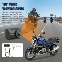 SnelShoppen - CAMECHO Mini Motorfiets Dashcam 1080P IP66 Waterdicht Voorzijde Camera zonder Display, 110° Groothoek Nachtzicht, WiFi App, Loopopname, — thumbnail 4
