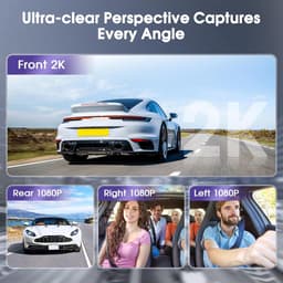 SnelShoppen - Draadloze Dashcam 2K + 1080p Panorama-opname met 360° Parkeerbewaking, Nachtzicht, Wifi 5GHz, 64GB Kaart - Ultragroothoeklens voor Volle — thumbnail 5