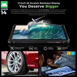 SnelShoppen - Outdoor Tablet 11 Inch met 20080 mAh Batterij, 20 GB RAM, 256 GB ROM, IP68 Waterdicht, 4G LTE, 5G WiFi, GPS, Perfect voor Camping en Avo — thumbnail 2