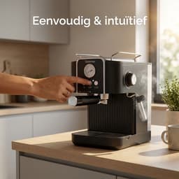 Espressomachine Excalsa Pistonmachine 20 Bar - Espressomachine met Melkopschuimer - Warmhoudplaat - Temperatuurmeter - 1,8L Watertank - RVS — thumbnail 2