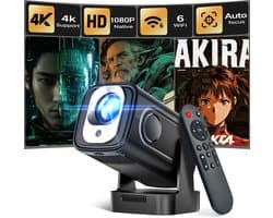 SnelShoppen - Mini Projector 4K Native 1080P Draagbare Projector met Android, Autofocus, Keystone-correctie, WiFi 6, Bluetooth 5.4, 5W Luidspreker, 18
