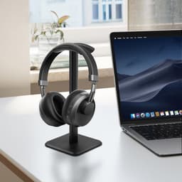 Hoofdtelefoonstandaards - Set van 2 - Headsetstandaards - Standaards voor over-ear hoofdtelefoons - Displaystandaards voor headsets - Bureau-opbergrek - Universeel ophangrek - Verdikte voet - 10,5*10,5*23 cm - Zwart — thumbnail 3