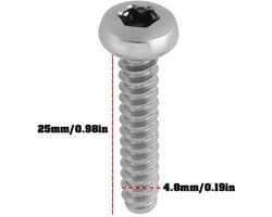 Schroeven 4,8 x 25mm - 6 stuks - Roestvrij Staal - Corrosiebestendig - Compatibel met Mountfield SP53H - Eenvoudig te installeren - Bevestigingsschroeven