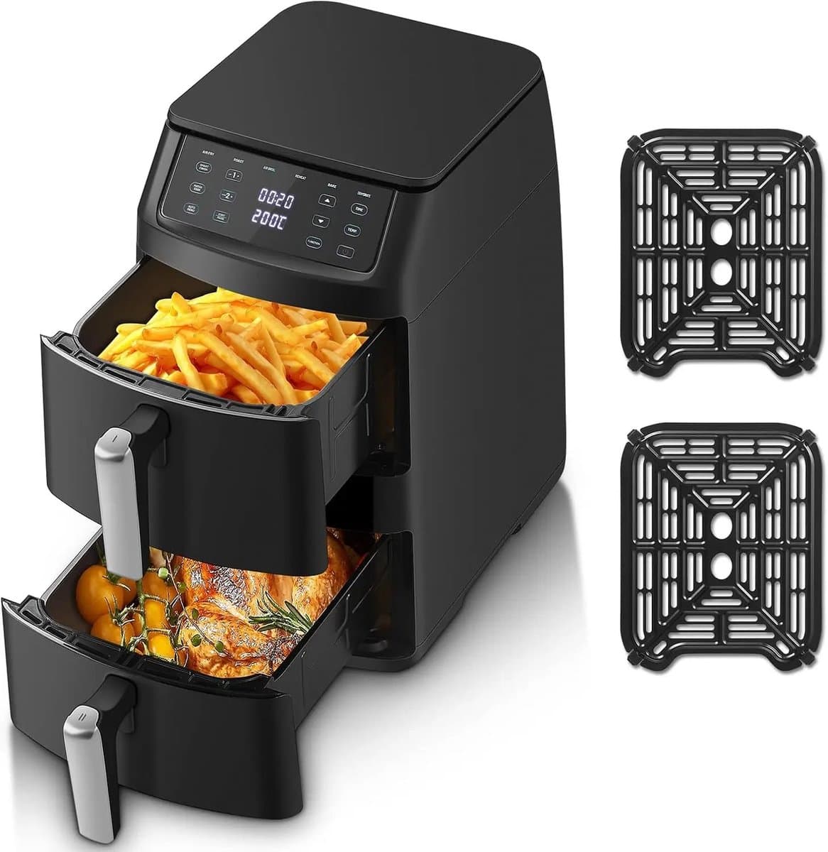 Seth Select Dubbele Airfryer 11 Liter – 2500W Heteluchtfriteuse met 2 Onafhankelijke Kookzones, 8 Automatische Programma's en 6-in-1 Functies – XL Airfryer — afbeelding 1