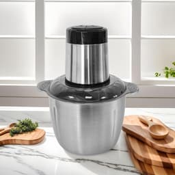 Vlees Hakker - Keukenmachine - Maaltijdvoorbereiding - Dubbel 4-messensysteem - 2L Capaciteit - Zilverkleurig — thumbnail 5