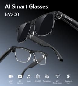 Blackview BV200 AI Smart Glasses - Slimme bril met camera - vertaalfunctie, muziek, Video Opname - Bluetooth 6.0 - Knop & Touchbediening - iOS/Android - Oplaadbaar - Lichtgewicht 44g - Zwart — thumbnail 2