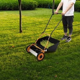 Handgrasmaaier - Loopmaaier Grasvanger - Gras Maaien - Zonder Elektriciteit - 40 cm Snijdbreedte - Oranje Zwart — thumbnail 3