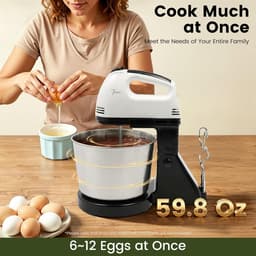 Elektrische Handmixer - Deegmachine Keukenmachine - Bakken en Koken - 7 Snelheden Instelbaar - 1.7L Kom - Zwart — thumbnail 2