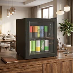ECTEATOY® Mini Koelkast met Glazen Deur - Drankenkoelkast 46L (59 Blikjes) - Vrijstaand - Touchscreen 0-20°C - LED Verlichting - Stil (39dB) - Zwart — thumbnail 3