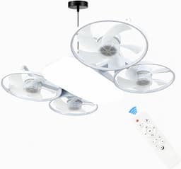 Stijl Ventilatorlamp Met Afstandsbediening - Schroefmontage - Dimbaar LED - 3 Kleuren 3000K-6500K - Draadloos - Geschikt voor Slaapkamer, Keuken, Bergruimte en Kast — thumbnail 1