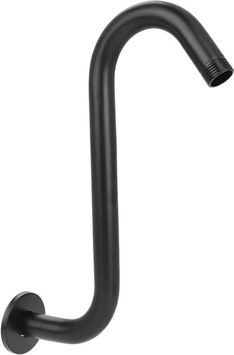 20 cm Douche-verlengstuk - roestvrij staal - S-gebogen - grote hoogte - badkameraccessoires - zwart - duurzaam — afbeelding 1