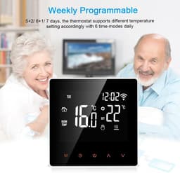 Slimme thermostaat - Temperatuurregelaar - Thuiscomfort regelen - App bediening - 86x86 mm - Wit — thumbnail 4