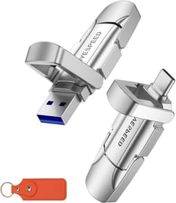 USB Stick 512GB - Flash Drive Externe SSD - Bestanden Overzetten - Dual USB C & A - 520MB/s - Zilver — thumbnail 1