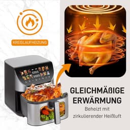 Heteluchtfriteuse - Gezonde friteuse - Snelle maaltijden - Kijkvenster - 9 liter - Zwart — thumbnail 2