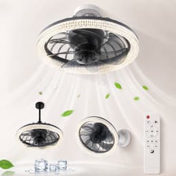 Plafondlamp Met Ventilator - Plafondventilator - E27 Ventilator Met Verlichting - LED Ventilatorlamp - Dimbare Plafondlamp - Ventilator Met Afstandsbediening - Grijs - 34W — thumbnail 1