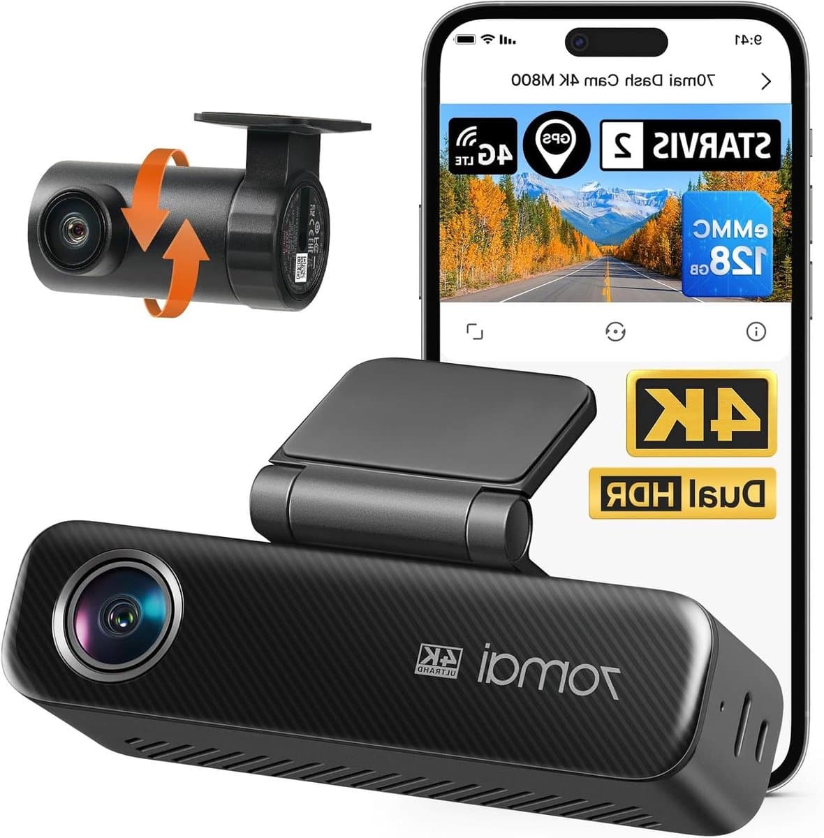 Dashcam - Auto Camera - Veilig Rijden - 4K HDR Beeld - 156 cm - Zwart — afbeelding 1