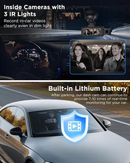 Dashcam Auto 4K - Autocamera Rijrecorder - Veilig Rijden - 3 Kanaals Opname - 3.16 Inch IPS Scherm - Zwart — thumbnail 4