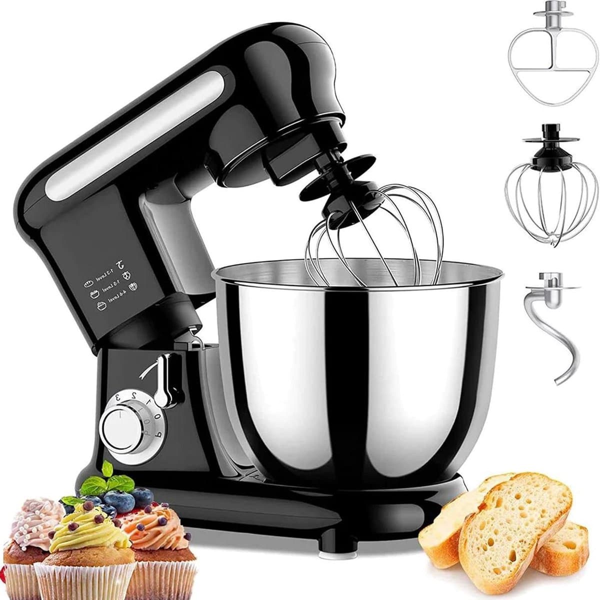 Deegmixer - Bakmachine Keuken - Thuis Bakken - Krachtige 1000W Motor - 3.5L Kom - Zilver — afbeelding 1