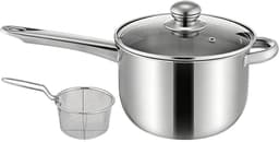 Roestvrijstalen Friteuse - Mini Fritteuse Pan - Thuis Koken - Gelijkmatige Warmteverdeling - 38 x 195 x 13 cm - Zilver — thumbnail 1