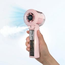 LISM-Mini handventilator met vernevelingsfunctie, 3000mAh oplaadbare draagbare ventilator, ondersteunt 100 snelheidsinstellingen, slimme timer, perfect Geschikt voor zomerse strandconcerten, ideaal cadeau Geschikt voor vrouwen (roze). — thumbnail 1