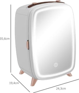 Koelkast 6 liter wit plastic mini schoonheidskoelkast met led spiegel voor slaapkamer hotel kantoor — thumbnail 2
