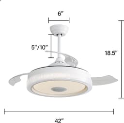 Merdoo plafondventilator met LED verlichting - Ø 107 cm - wit - afstandsbediening - DC motor - 6 snelheden — thumbnail 4