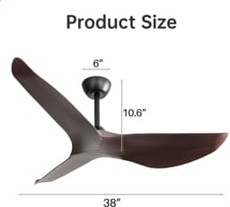Merdoo plafondventilator met LED verlichting - Ø 97 cm - zwart - afstandsbediening - DC motor - 6 snelheden — thumbnail 2