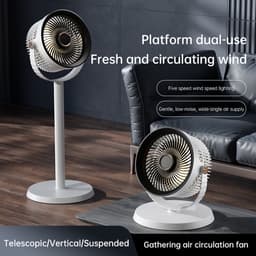 KZQ Statiefventilator - Ventilator Staand - Herlaadbaar - 5 Windsnelheden - 4 Verstelbare Hoogtes - Voor Thuis En Kantoor - Zwart — thumbnail 2