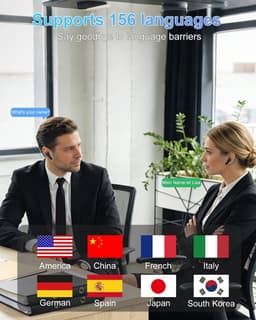 Vertaler hoofdtelefoon - vertaaltingshoofdtelefoon met real-time vertaling, in-ear vertaling, oordopjes met touchscreen, 156 talen koptelefoon, vertaler - real-time met ANC-microfoon en app voor — thumbnail 2