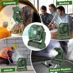 Solvix tafel ventilator geluidloos - Draagbare Tentventilator - Oplaadbaar - LED Lamp met Afstandsbediening - 4 Windsnelheden - Voor Buitenactiviteiten — thumbnail 4