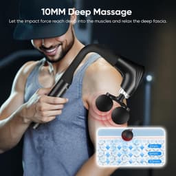 Dubbele Massage Gun - Spierherstel Apparaat - Spierontspanning Bevorderen - Verlengde U-Greep - 12 Snelheden - Zwart — thumbnail 3